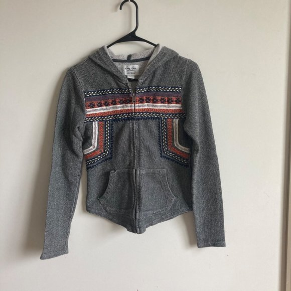 Lucky Brand Tops - Lucky Lotus by Lucky Brand Grey Embroidered Hoodie Size S